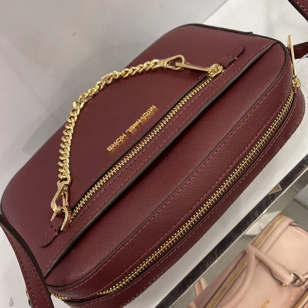 Michael Kors Jet Set Item Large East West Zip Chain Crossbody Merlot